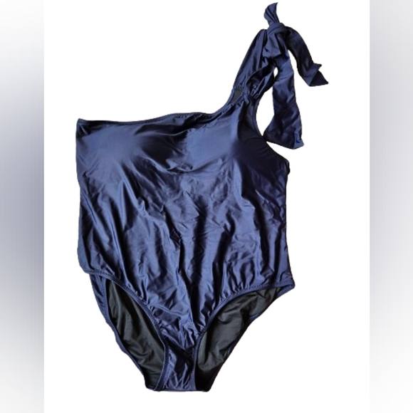 J.Crew plus one shoulder bow tie one piece swimsuit, 24, blue - Picture 4 of 8